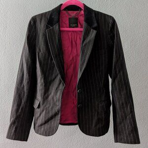 Women's Ted Baker Wool Pinstripe Blazer with Hot Pink Lining Sz 3